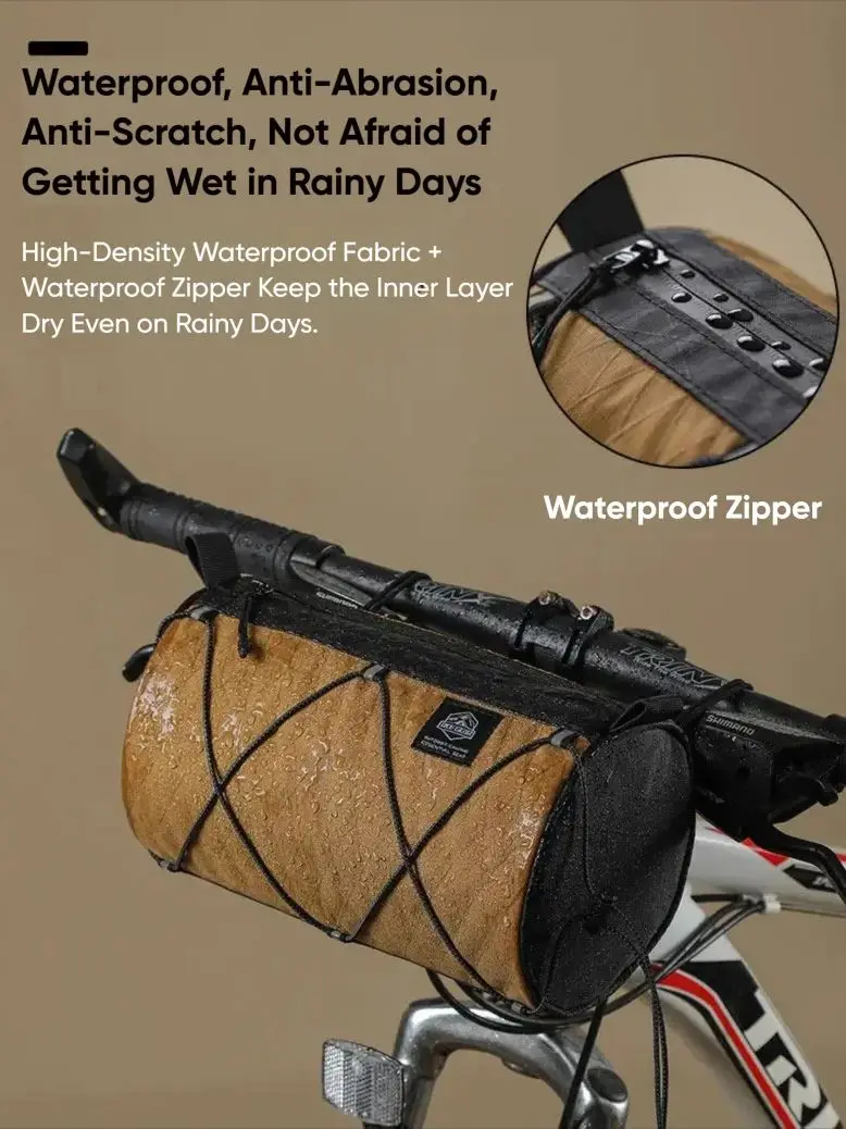 Waterproof X Pac Bike Handlebar Bag 2 in 1 Bicycle Front Storage Bag Reflective Cycling Crossbody Bag with External Cord System view 4