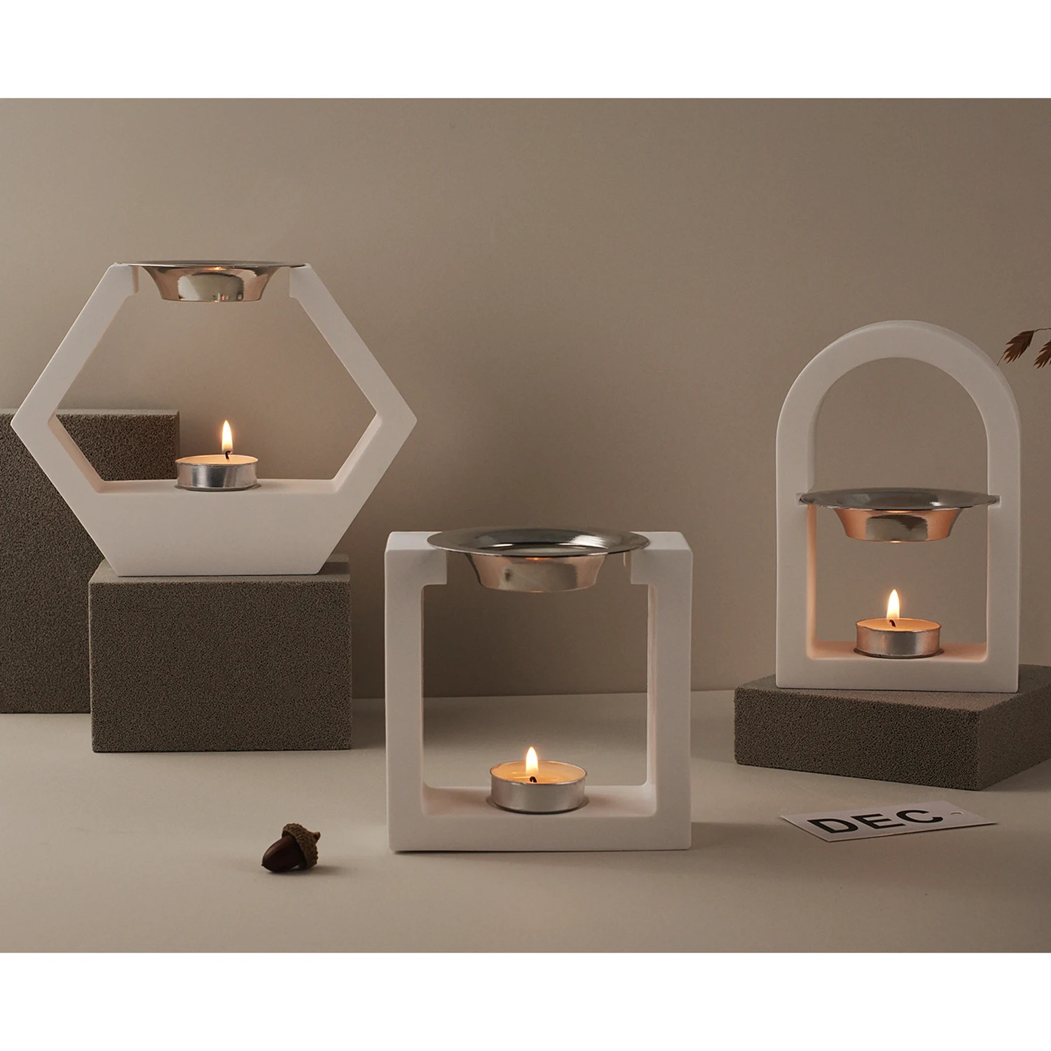 Square Hexagonal Arch Shaped Candle Holder Silicone Mold DIY Epoxy Resin Gypsum Aromatherapy Storage Mold Desktop Decoration