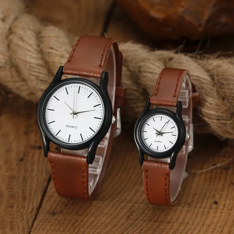 2025 New Couples Watches Leather Strap Minimalist Fashion Quartz Wristwatches Multiple Colors for Loved Ones Gift Parejas Reloj