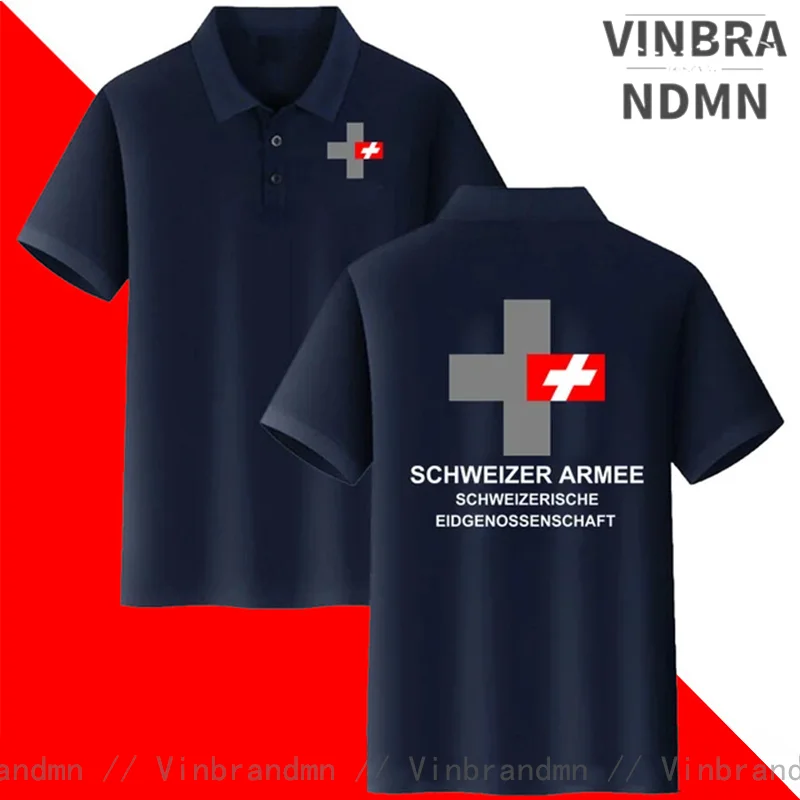 Army Swiss Confederation Switzerland CHE CH Confoederatio Helvetica Polo Shirt Men Tactical Military Polo Shirts Business Shirts