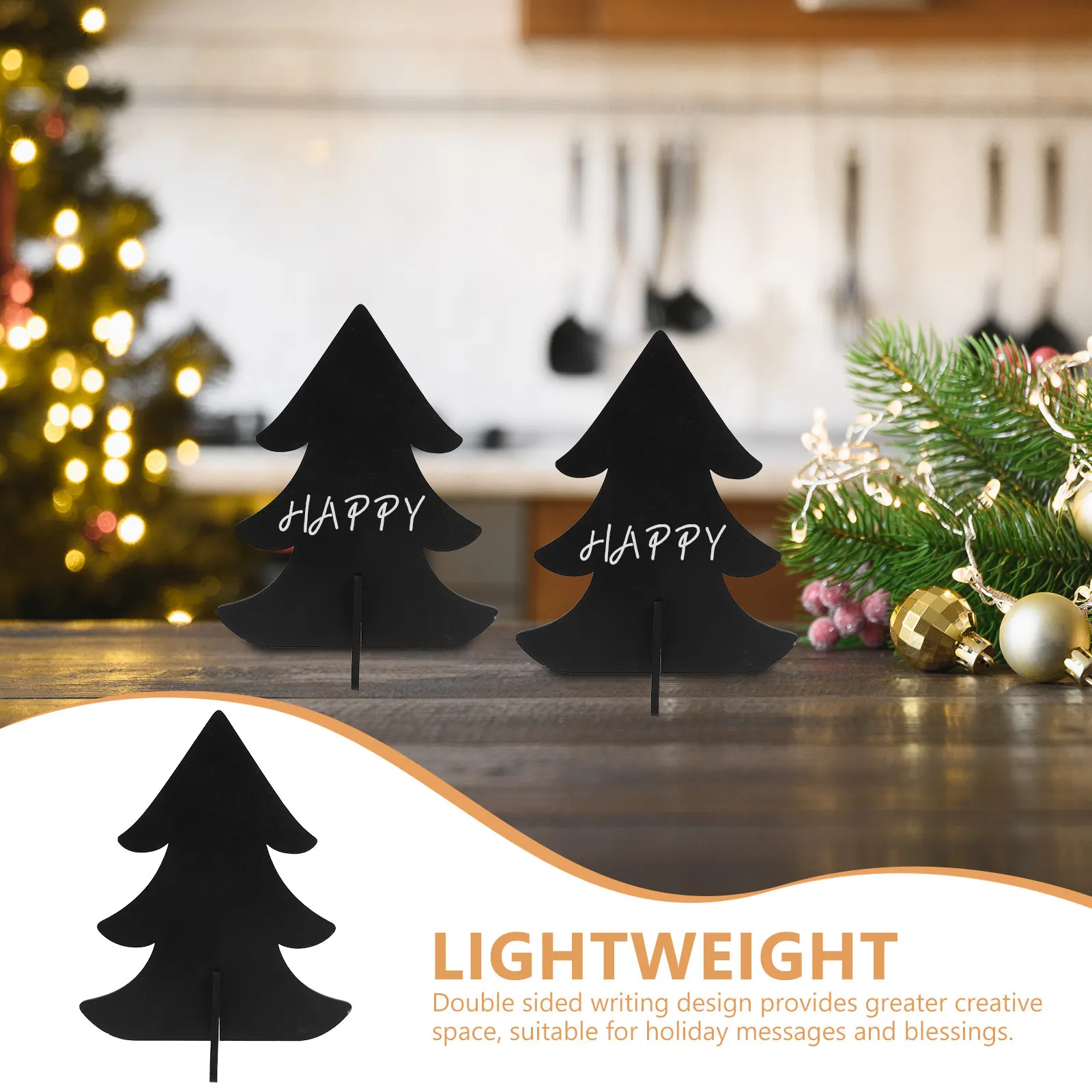 12Pcs Mini Chalkboard Labels Wood Christmas Tree Shaped Double Sided Writable Small Chalkboard Signs Food Name Tags Bar Counter