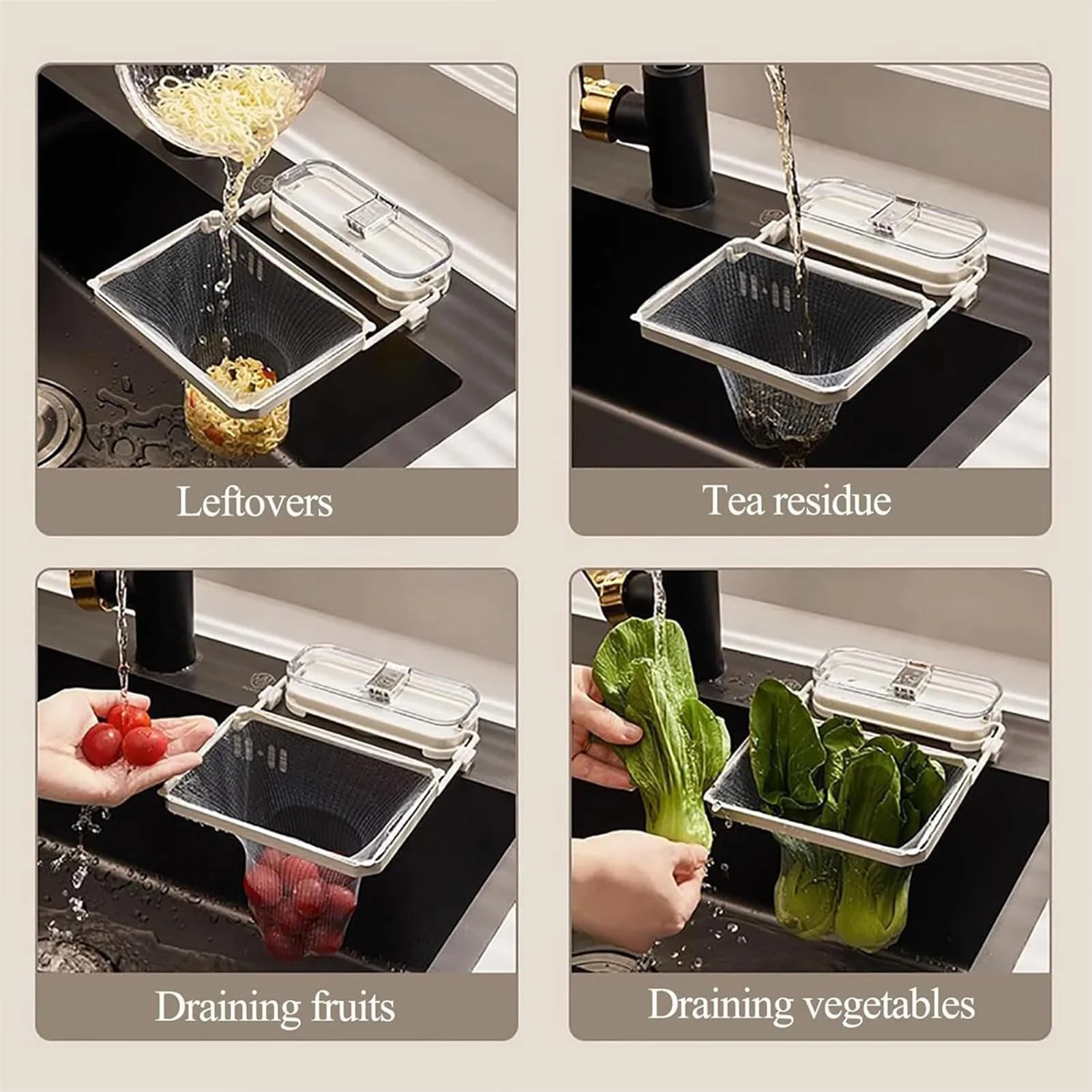 Kitchen Suction Cup Sink Filter Rack Mesh Bag Drainer Basket Suction Cup Shelf for Kitchen Sink Management