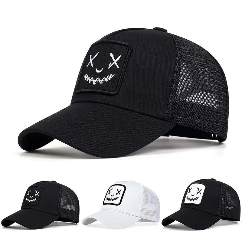 Unisex Ghost Face Embroidery Baseball Net Caps Spring and Summer Outdoor Adjustable Casual Hats Sunscreen Hat