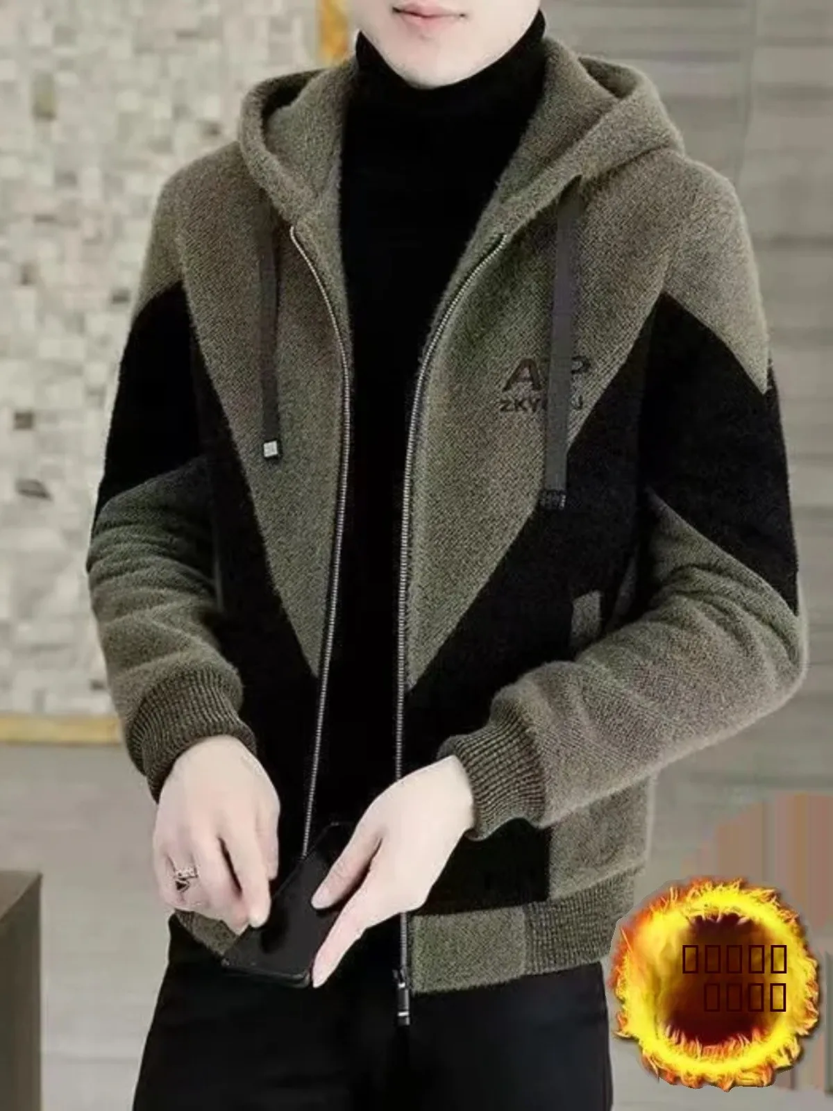 

Мужская модная зимняя куртка с капюшоном и меховой подкладкой, приталенный крой, повседневная шерстяная куртка, трендовая мужская ветровка для весны и осени