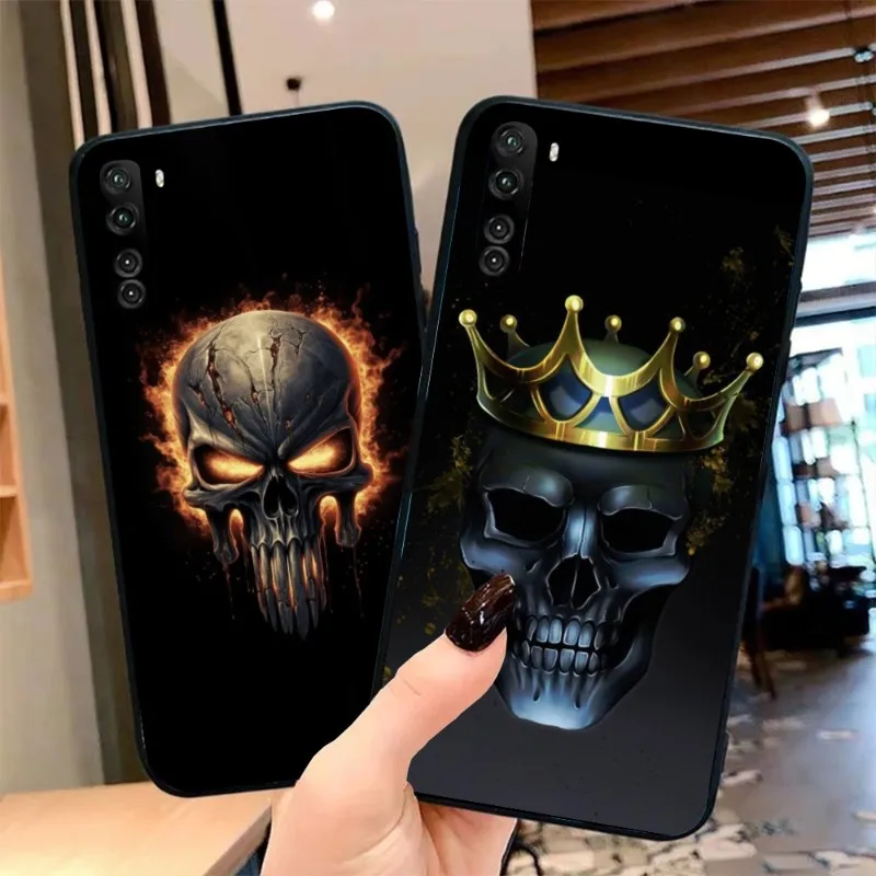 Fire Skull Head Smart Phone Case for OPPO Find X5 X3 X2 A93 Reno 8 7 Pro A74 A72 A53 Black Soft Phone Cover Funda