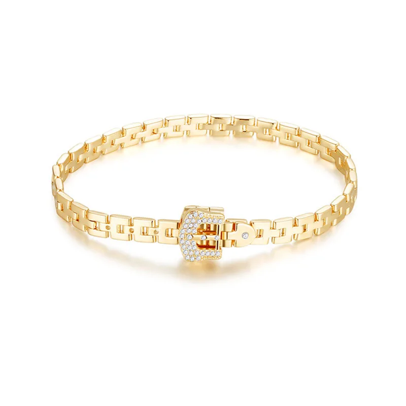 

Fashion Belt Buckle Chain Bracelet Women's Luxury Micro-encrusted Zircon Ladies Bracelet Valentine's Day Birthday Jewelry Gift