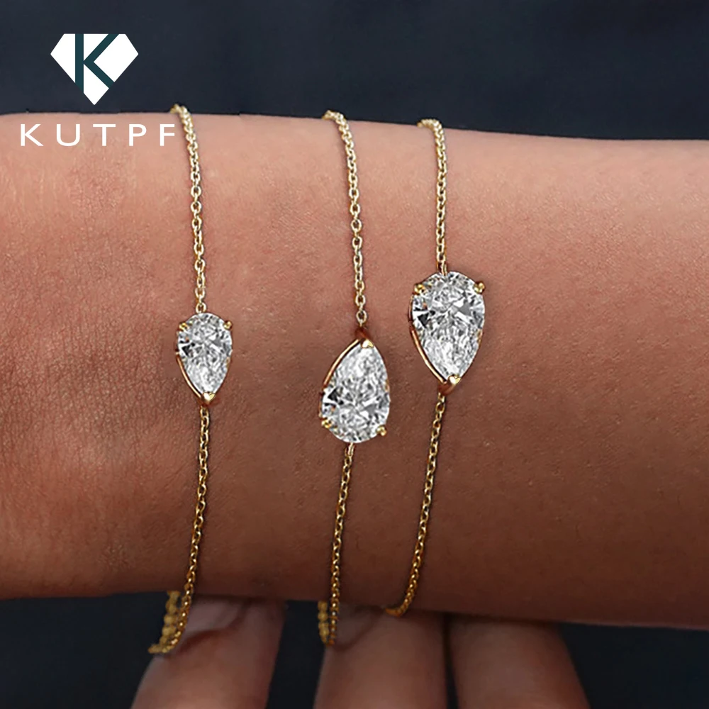 

Женский браслет с муассанитом East West Waterdrop S925, серебро 0,5/1/2 карата, грушевидная огранка, пасьянс, бриллиантовая цепочка на запястье с GRA