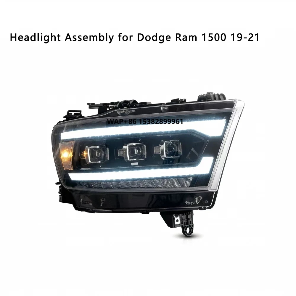 مجموعة مصابيح أمامية جديدة لعدسة LED 19-22 RAM 1500 12V 6000K التحديثية/الترقية مع الإعداد العالمي