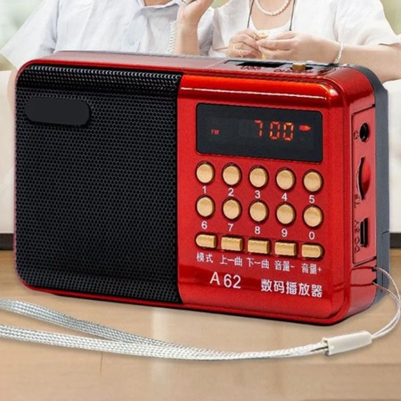 راديو A62 متعدد الوظائف FM المسنين المكونات في راديو آلة المحمولة مريحة مشغل عملي