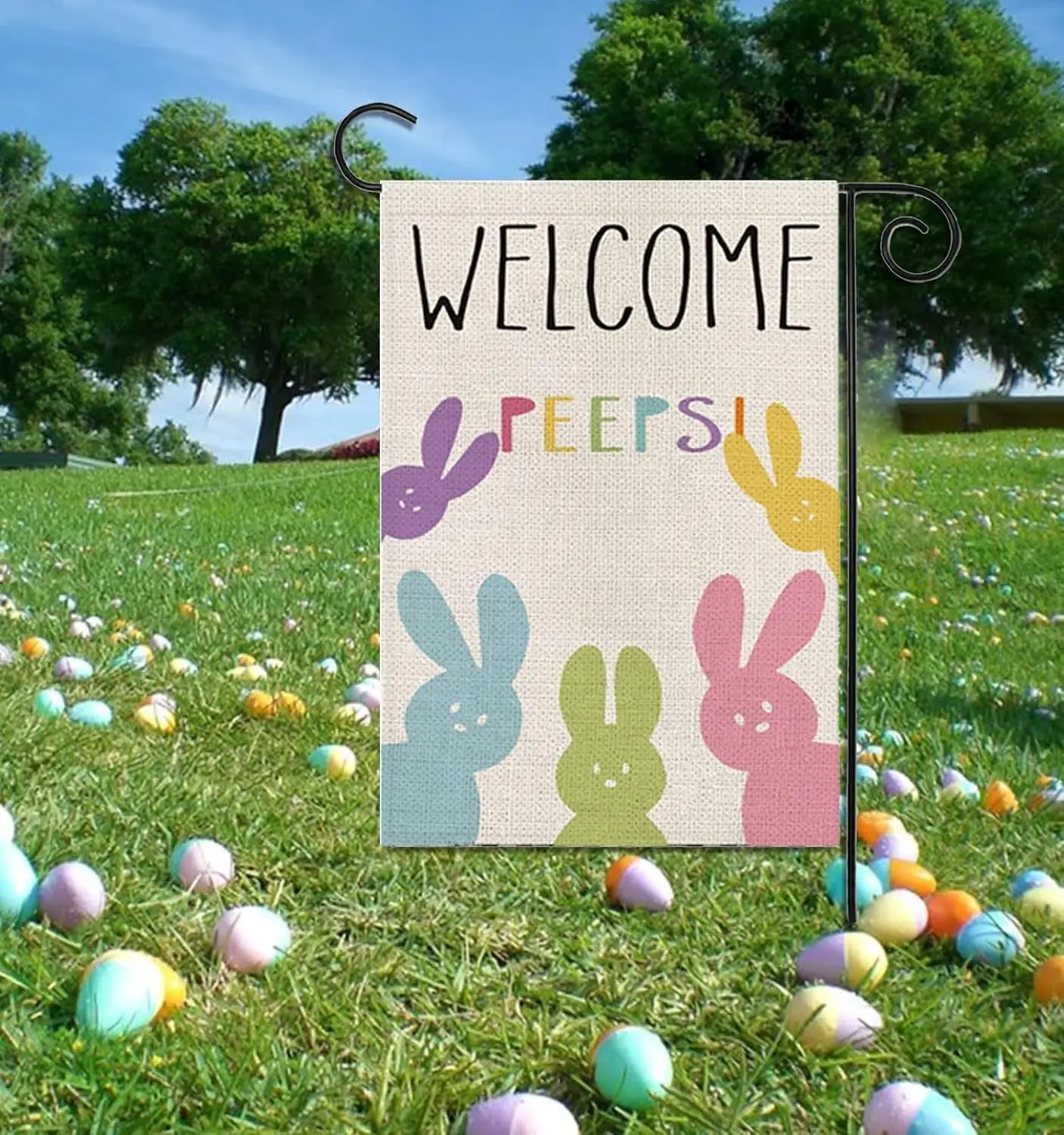 Easter Garden Flag - 12x18 Inch Bunny Double-Sided Yard Flag for Colorful Spring Vibes Vertical Outdoor Decor Perfect for Fa AAS