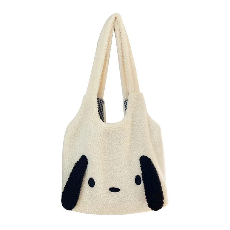 Big Ears Imitation Lamb Hair Shoulder Bag For Women New Soft Warm Plush Tote Bag Large-capacity Shopper Bag Kawaii Handbags Sac