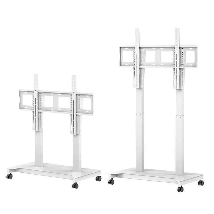Mobile TV Trolley Rolling TVs Cart on Wheels Electric Height Adjustable Heavy-Duty Base for 52-100 Inch Screen Holds up to 1000N