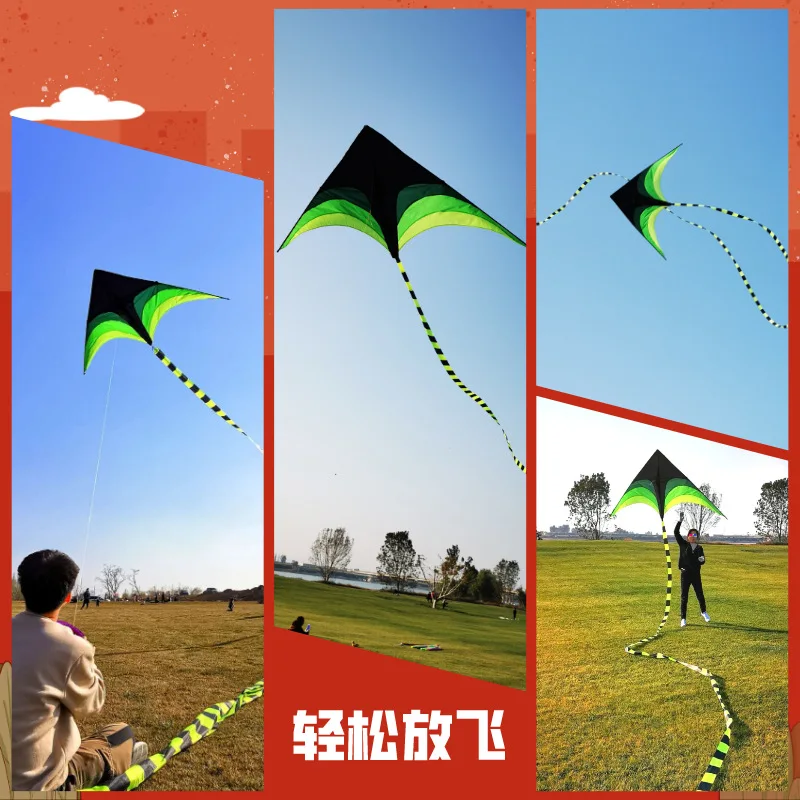 Kite ทุ่งหญ้า Kite Breeze to Fly เด็กผู้ใหญ่ขนาดใหญ่สีหางยาว 10M String Kites Gingham สนุกกลางแจ้งกีฬาของเล่น