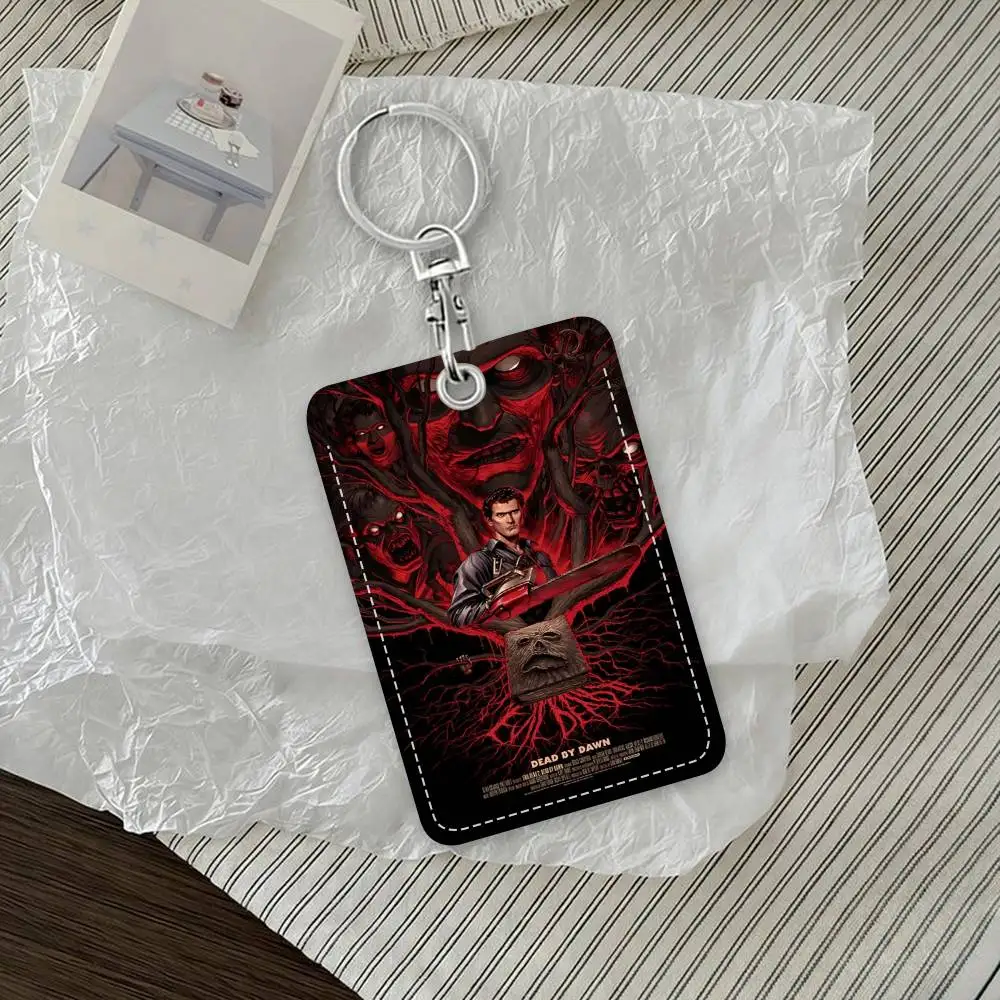 Classic Horror Movie Art The Evil Dead Card Holde Applicable To Credit Cards Bus Card Soft Leather Rectangular Keychain