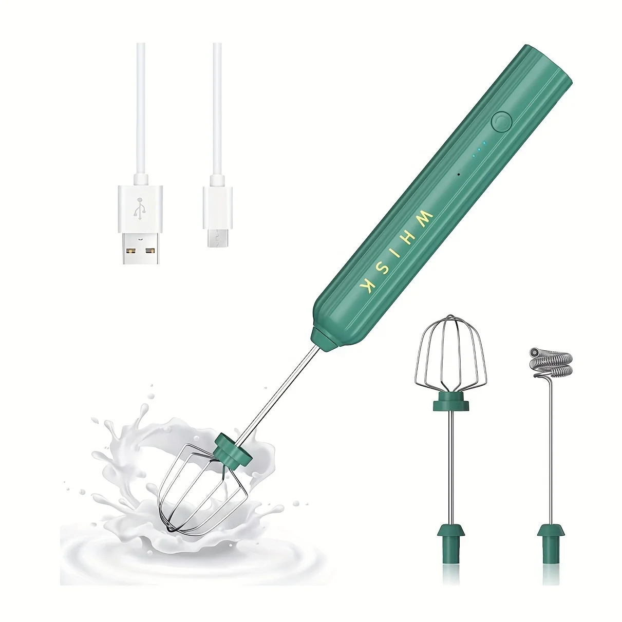 1 шт. мощный ручной вспениватель молока для кофе — венчик, вспениватель молока, мини-миксер и блендер для кофе для фраппе, латте, матча —