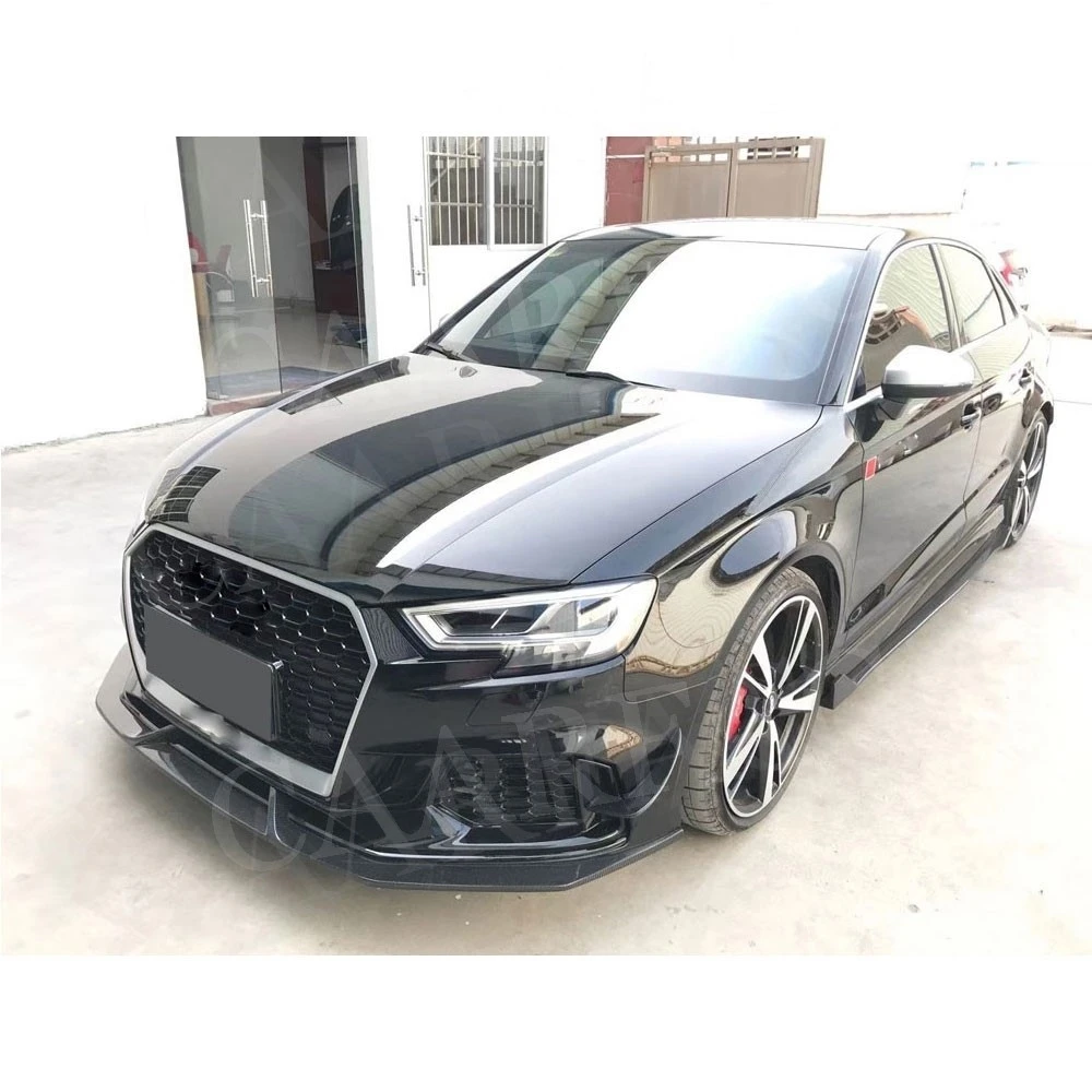 Carbon Fiber Car Front Bumper Foglamp Air Vent Fin Winglets Body Kits For Audi A3 RS3 Sedan 4 Door 2018 UP FRP
