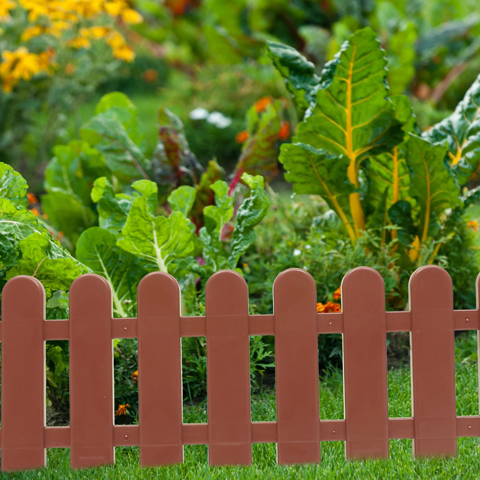 

6pcs White Fence 50cmx13cm Reinforced Round Edging Border Decorative Outdoor Campus Plastic Gardening Small Fence