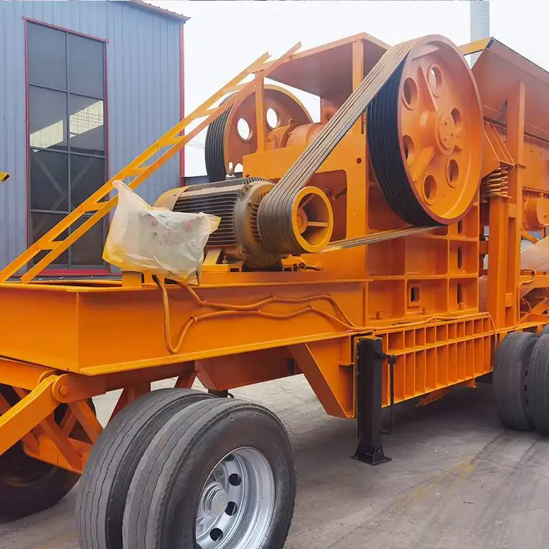 Por Jaw Crusher with Vibrating Screen for On Site Crushing Stone Rock Mining Equipment