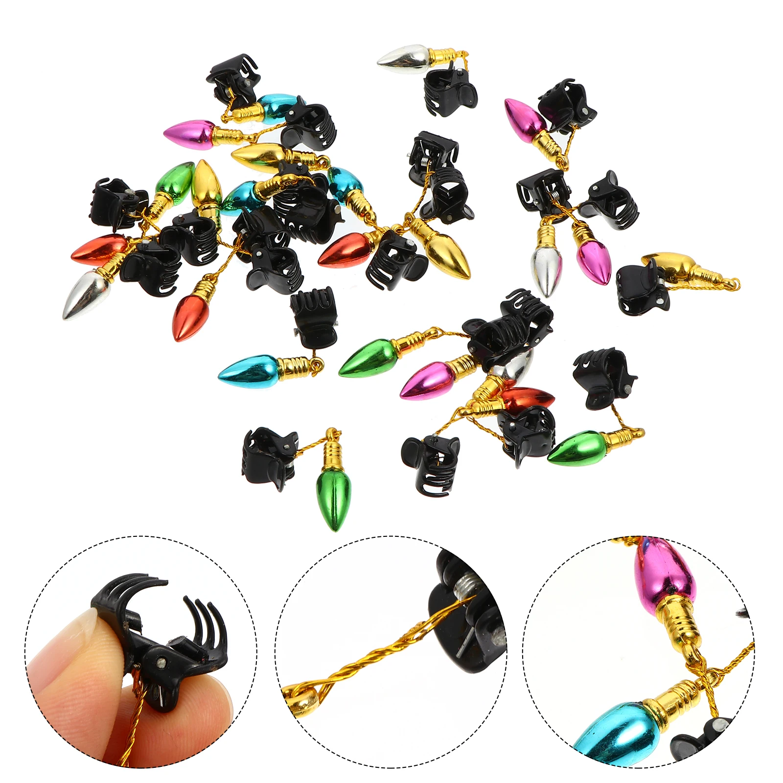 

24 шт., рождественские зажимы для бороды, зажимы-колокольчики, прочные пластиковые украшения для волос на лице, украшение для бороды, забавные аксессуары