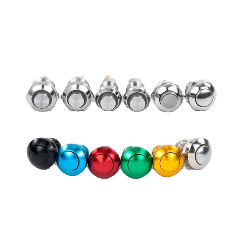 8/10mm metal button miniature switch, dustproof, inching, self-resetting, self-locking, round, micro-sized, with solder legs