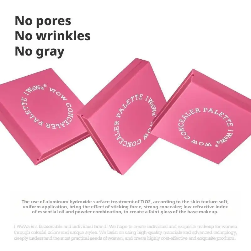 Vierfarbige Concealer-Palette, Tear Gap-Flecken, Augenringe, aufhellende Abdeckung, mattes Finish, kostenloses Puderquasten-Make-up