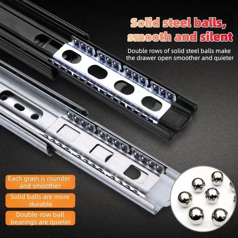 درج السكك الحديدية 10 ~ 20 بوصة المدرفلة على البارد الصلب درج الشرائح إغلاق درج انزلاق المسار قسمين خزانة الشرائح الأثاث الأجهزة