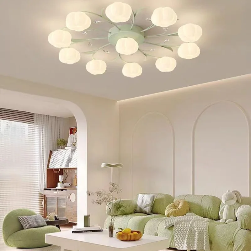 

Living room ceiling light household simple modern cream style warm flowers Master bedroom full spectrum eye protection lamp