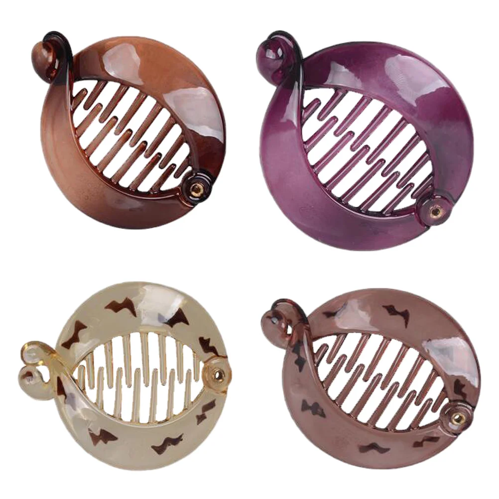 

4pcs Resin Hair Clips Durable Non-Slip Hairpins For Women Party Wedding Hair Styling Tools Cowhells Design Grey