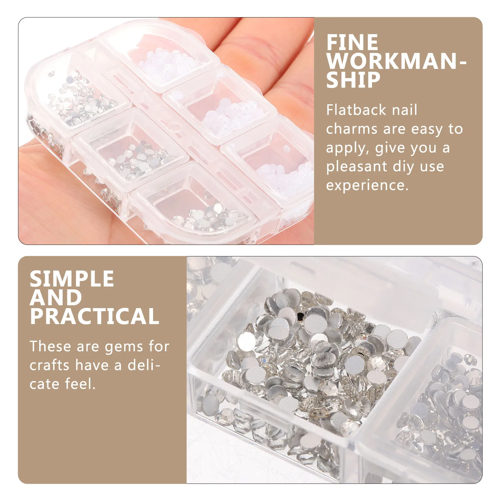 1 صندوق اللؤلؤ أحجار الراين المسطحة مسمار الفن سحر الأحجار الكريمة البلاستيكية للحرف اليدوية DIY مانيكير زينة لوازم السائبة مسمار اللؤلؤ و