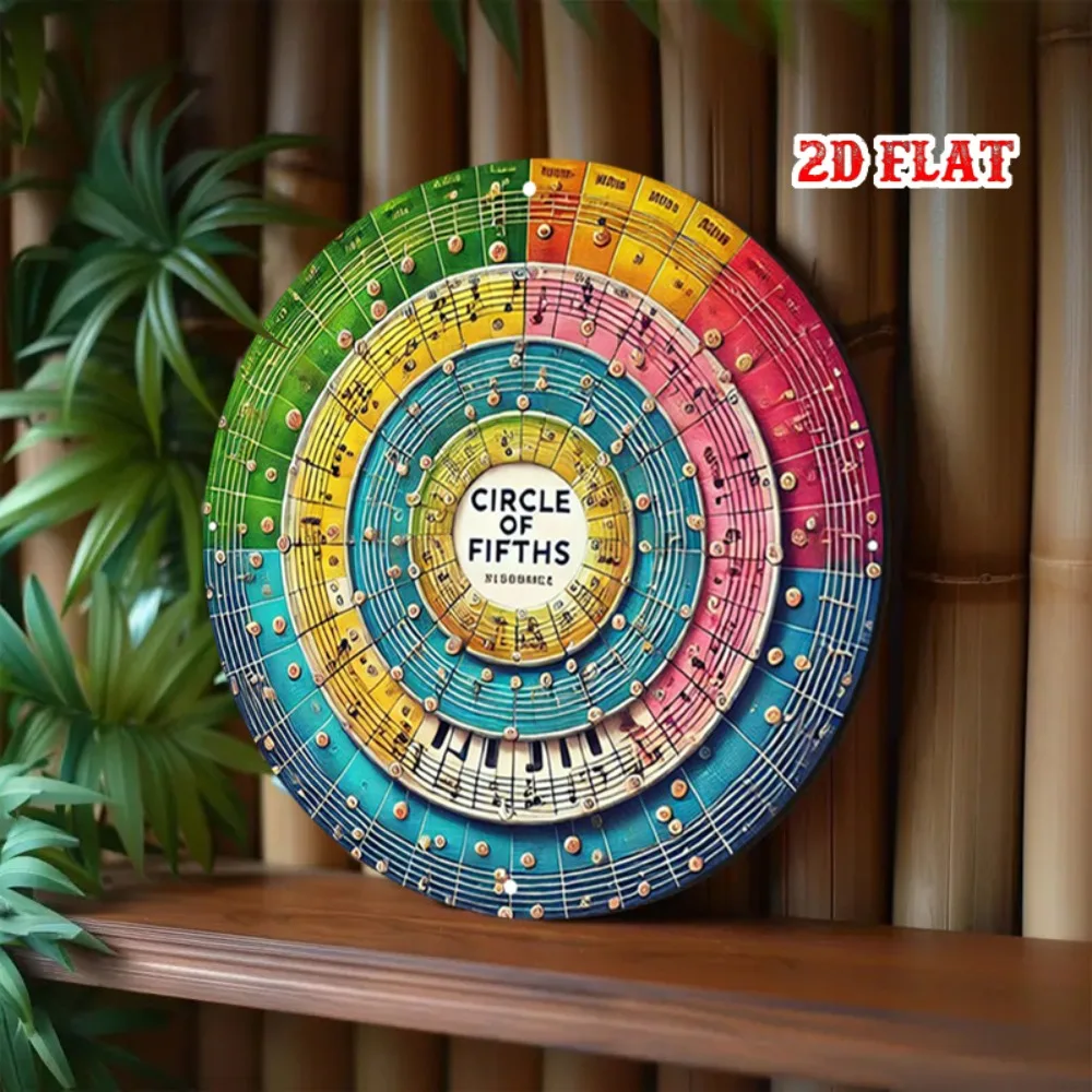 Circle of Fifths Metal Tin Sign 7.8 Inch - Colorful Music Theory Wheel Wall Art, Rustic Aluminum Round Decor for Home, Garage, D - view 4