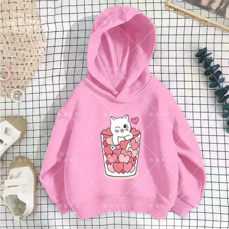 

Cartoon Cats Sweatshirts Hoodie Kids Funny Graphic Child Animal Clothes Girl Boy Anime Kitten Hoody Fashion Long Sleeve Hoodies