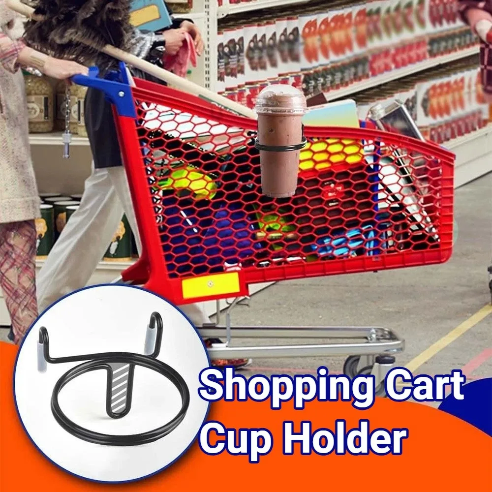 Portable Shopping Cart Cup Holder Space Saving Rust Proof Bottle Organizer Sturdy Anti-Slip Coffee Bottle Storage Rack