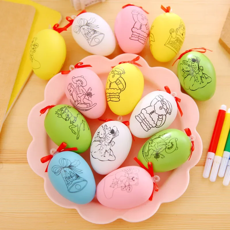 24pack Christmas Easter Handmade Children DIY Hand Paint Colored Egg Decoration Props Practical Student Party Gifts Boys Girls