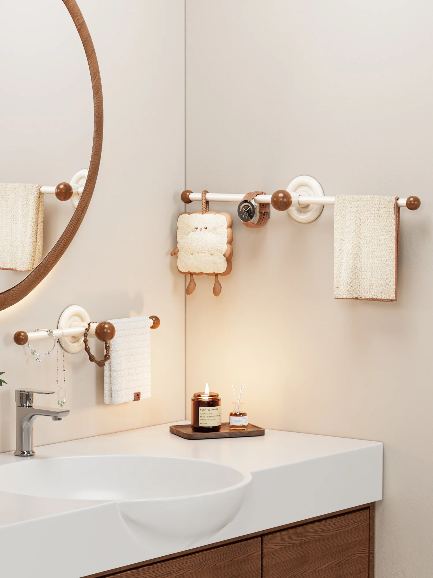 

Премиум-держатель для полотенец Batoom без сверления, настенный, со встроенной полкой для хранения, органайзер для туалета, из углеродистой стали, простой дизайн