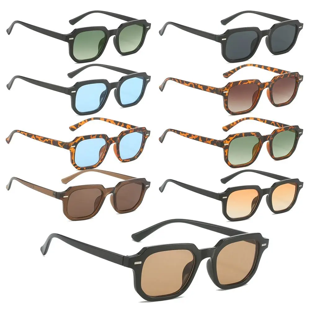 Striped Temples Round Rivet Sunglasses Retro Vintage Polygonal Frame Sun Glasses UV 400 Protection Driving Shades