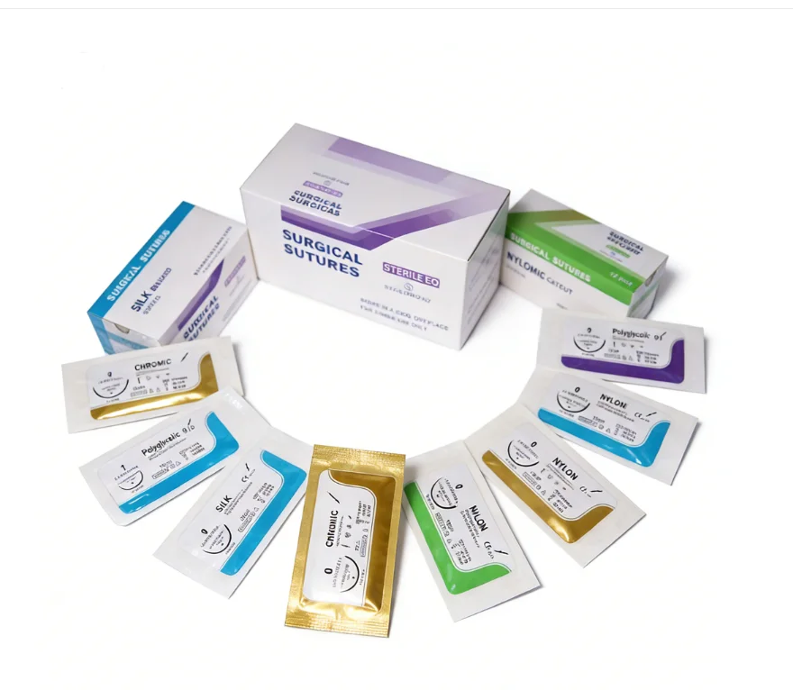 12/24/48pcs Suture Surgical 75cm 2/0 3-0 4-0 Manufacturers PGA PGLA 910 Vicryl PM Absorbable CC Nylon For Pet and Teaching