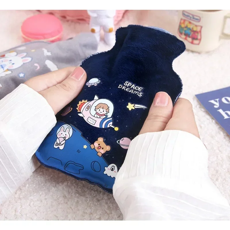 Tummy Warmers Hot Water Bottle Rubber Bag Cute Cartoon Warm Relaxing Safe Heat Cold Large Plush Cloth Hot Water Bag