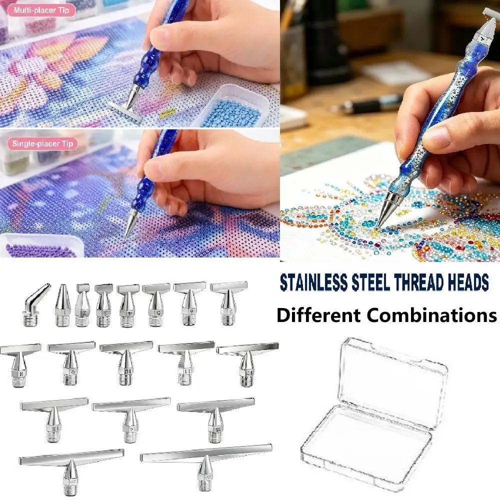 Kit de pointes de stylo filetées en acier inoxydable de haute qualité pour la broderie diamantée DIY, accessoires à visser pour outils de broderie diamantée DIY (différents modèles combinés 1/2/3/4/5/6/7/8/9/10/11/12/14/15/20/25)