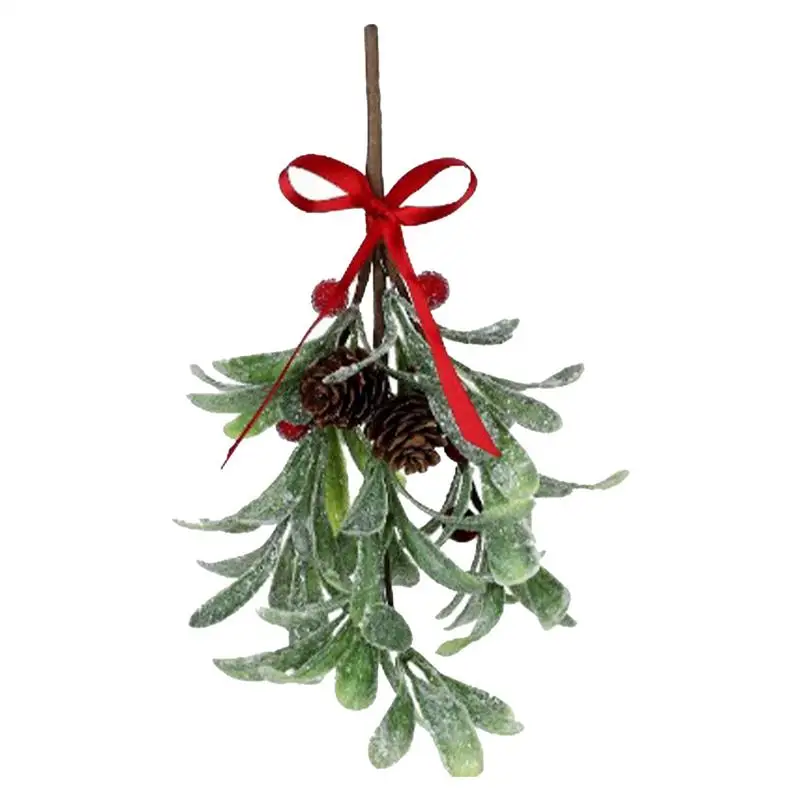 Simulated Mistletoe Branch Christmas Greenery Floral Stems Branches Festive Mistletoe Garland Durable Faux Branches