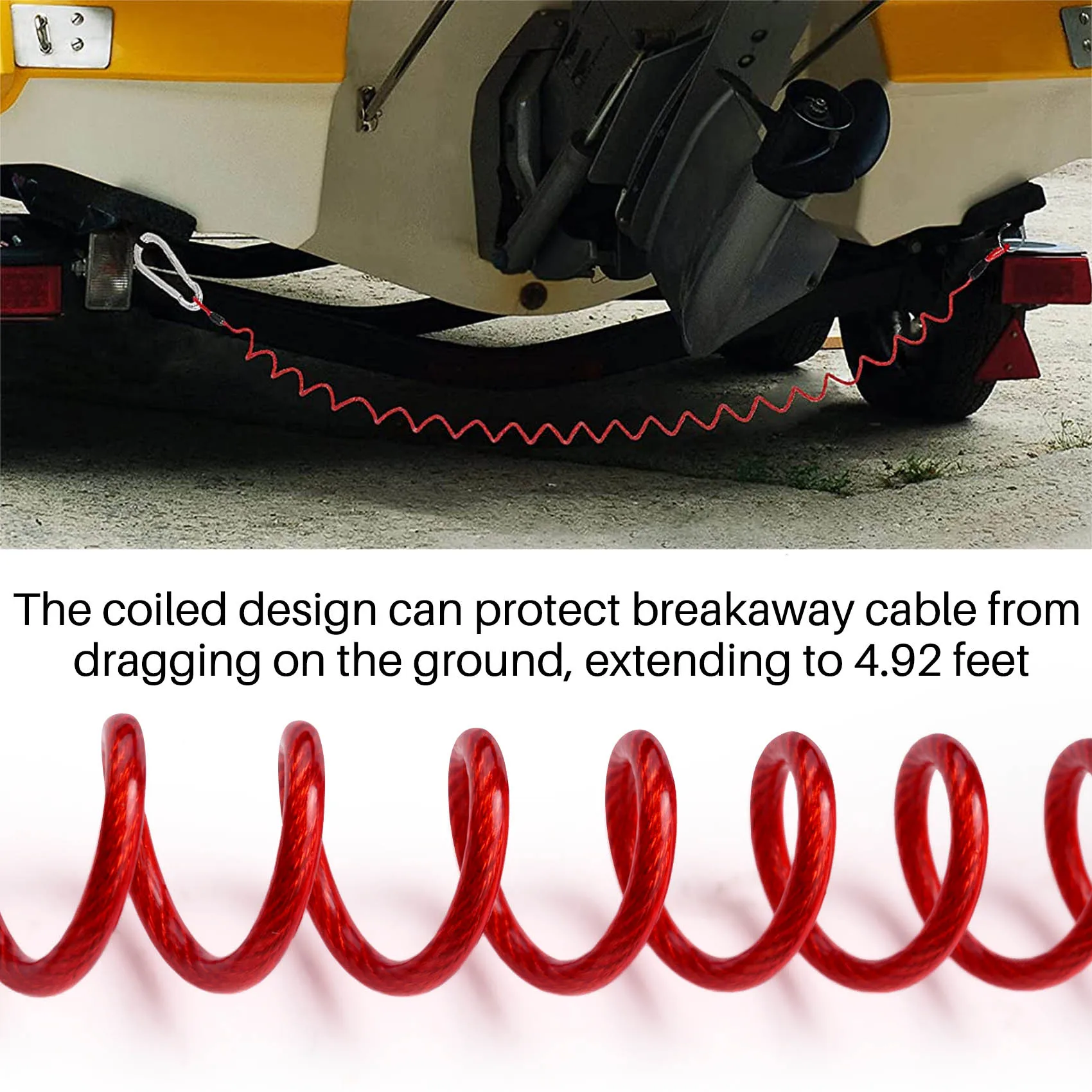 مشبك أمان بحبل زنبركي للمقطورة، كابل منفصل بسحاب 4 أقدام 80-01-2140-Y79A