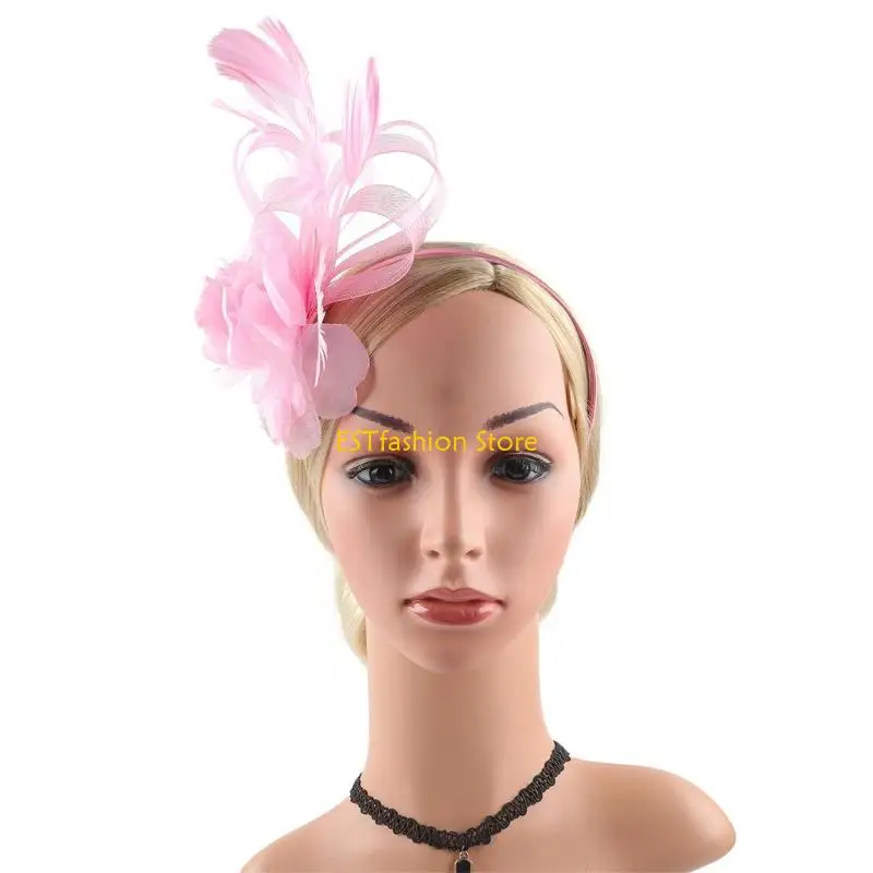 y5gc-エレガントな魅惑的なフェザー帽子大人のためのソフトかぶとテーマパーティーに最適ファッションスタイリングアクセサリー