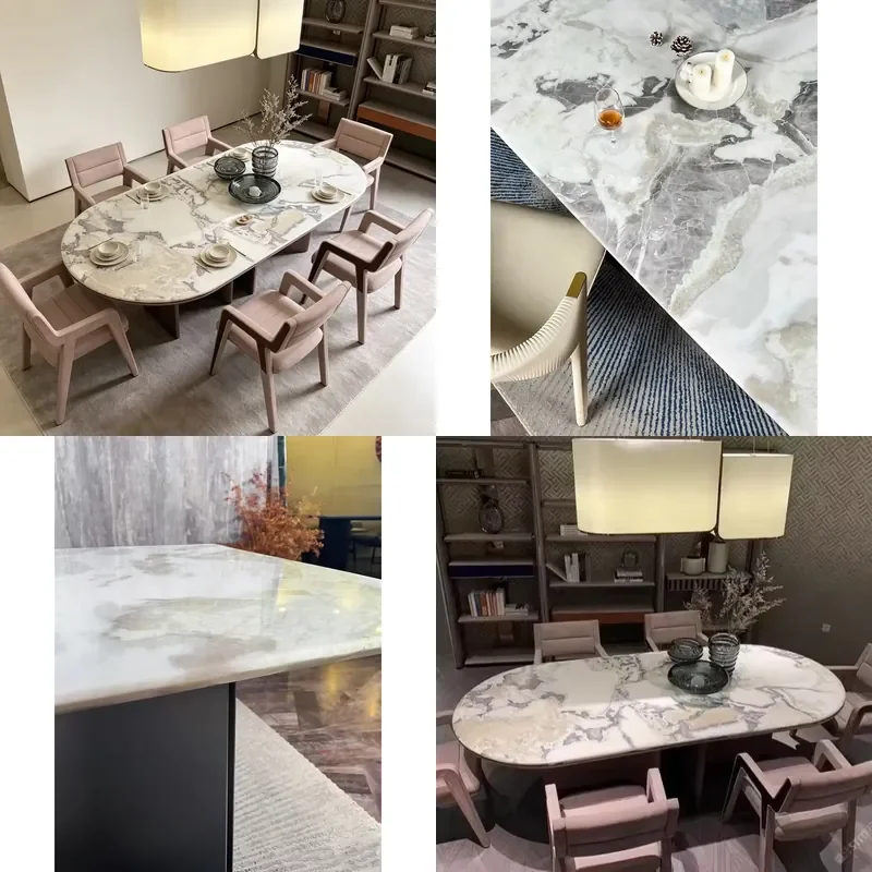 for Foldable Adjustable Hand Polished Natural White Marble Rectangular Dining Table Coffee Table Suitable for Luxury