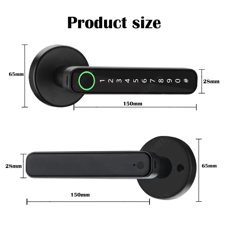 Tuya Digital Fingerprint Door Lock Electronic Lock with 60/70mm Latch Keys Smartlife/Tuya APP Remote Unlock