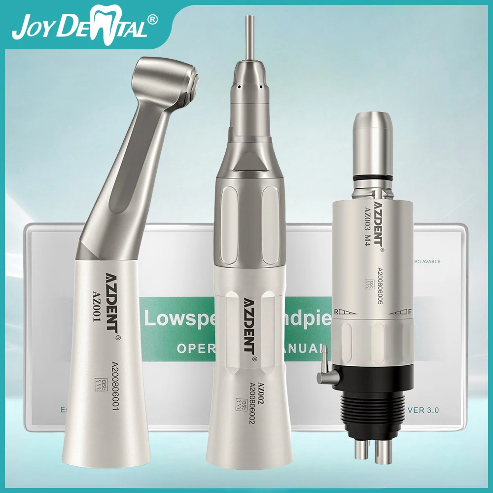 JOY DENTAL Dental Handpiece Contra Angle Straight 2/4 Hole Air Motor Push Button Low Speed AZDENT Handpiece