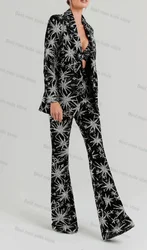 Shiny Sequins Black Women Suit Pants Set 2 Piece Blazer+Trousers Formal Office Lady Jacket Luxury Guest Wedding Prom Coat
