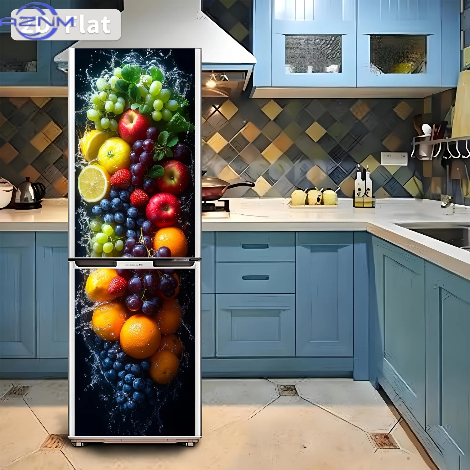 of a Fruit-Themed Fridge Sticker Measuring Made of Self-Adhesive Removable PVC Vinyl, Suitable for Cabinet view 5