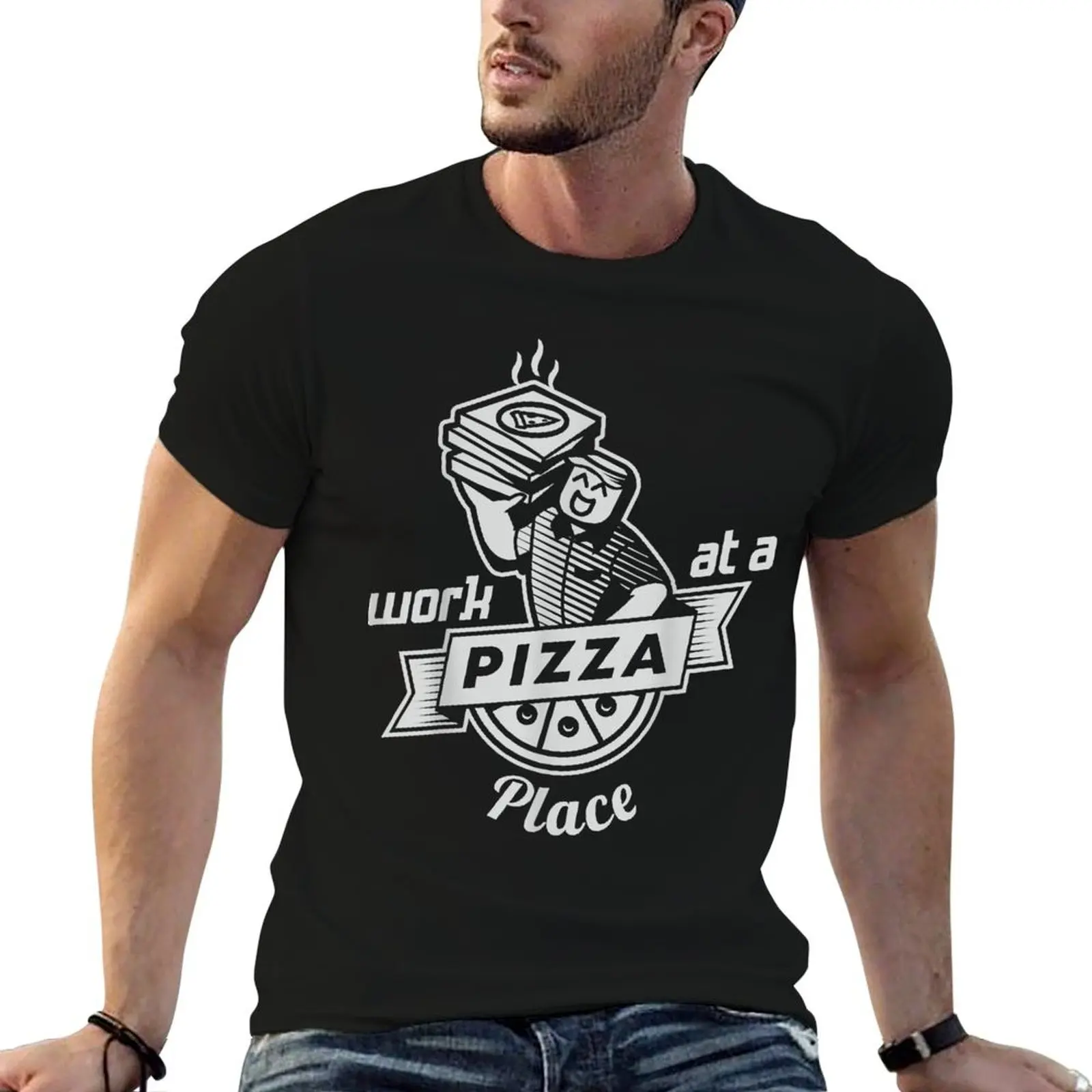 Work at a Pizza Place T-Shirt Work Wear Simple Tee Shirt