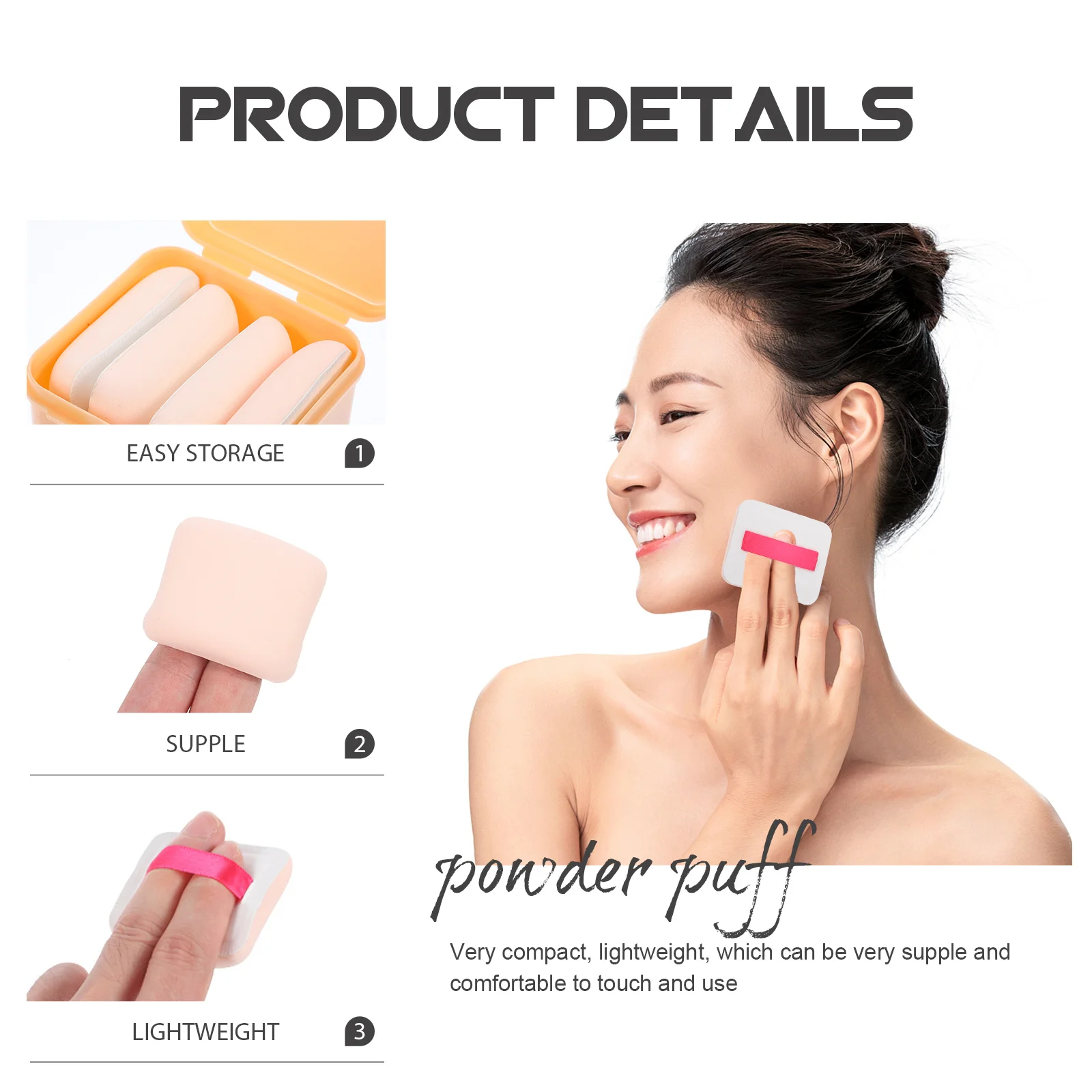 

Soft Gentle Powder Makeup Sponges Reusable Durable Compact Perfect for Daily Makeup Skin Friendly Beauty Tool