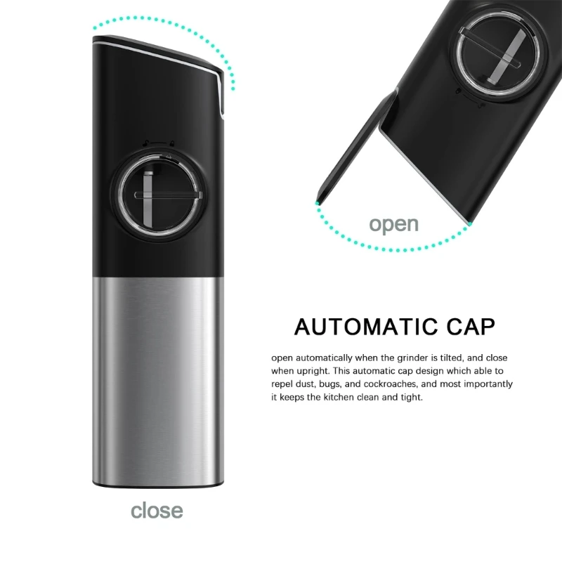 แรงโน้มถ่วงไฟฟ้าเกลือและเครื่องบดพริกไทยชุดความจุขนาดใหญ่ USB ชาร์จอัตโนมัติ Mill Dual Charing ฐาน Dropship