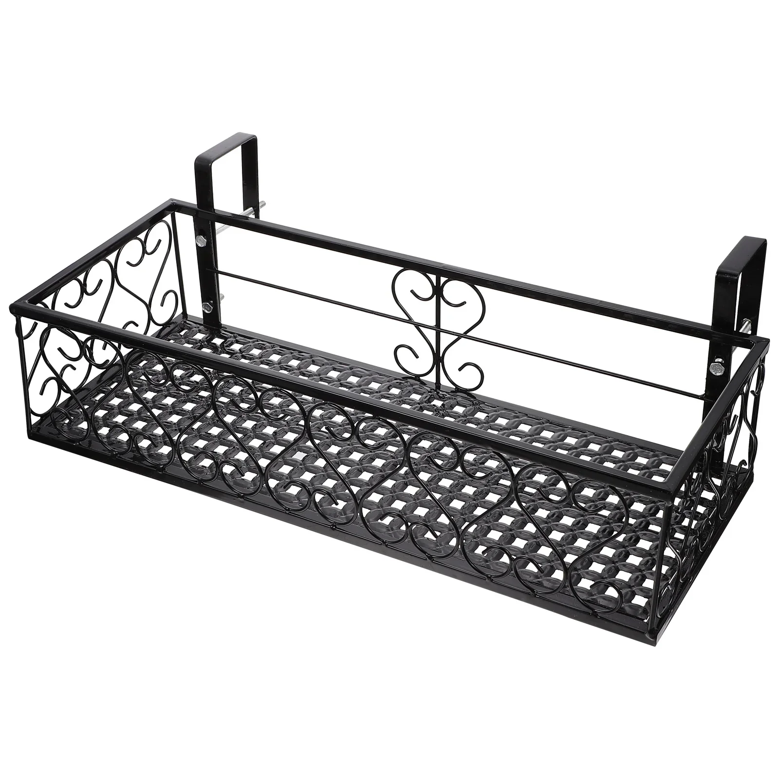 

Balcony Flower Stand Flowerpot Rack Suspension Basket Rectangle Iron Wall Mounted Clothing